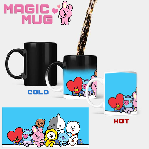 KPOP BTS BT21 Colour Changing Limited Magic Coffee Mug Cup BT21 Merchandise Heat Changing