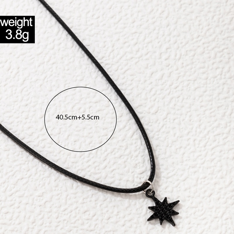 Gothic Black Star Pendant Necklace for Women New Trendy Chain Choker Adjustable Jewely Accessories Collar 20872. 