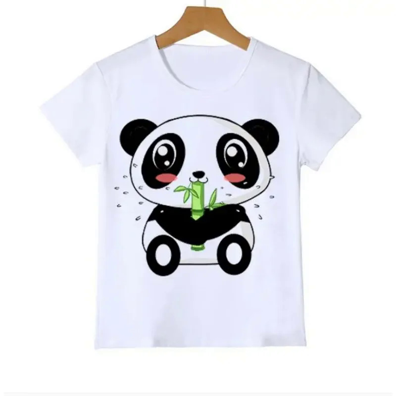 Cute best kids T-shirt funny panda animal collection cartoon pattern summer t shirt for boys/girls white short sleeve tops