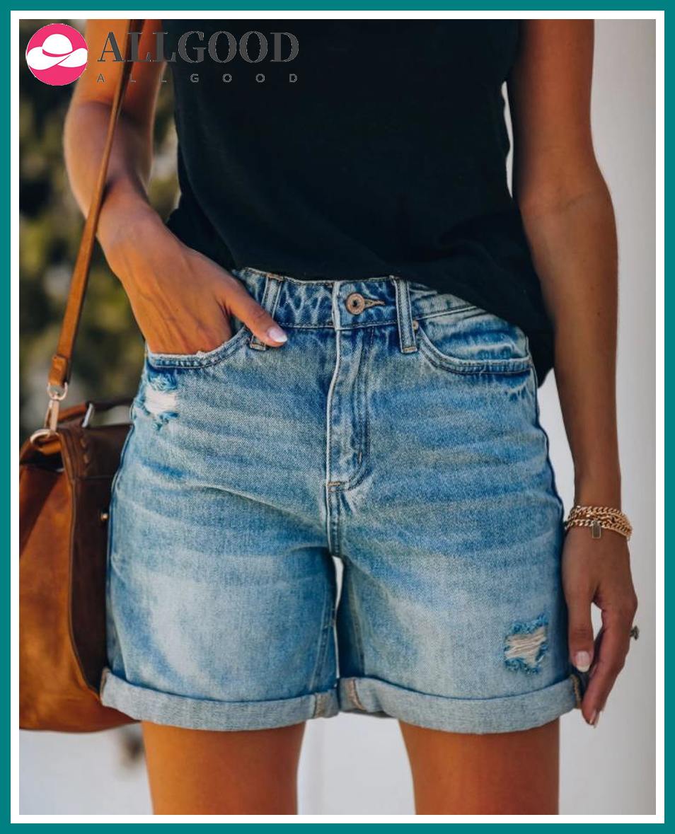 High Waist Denim Shorts Women Casual 