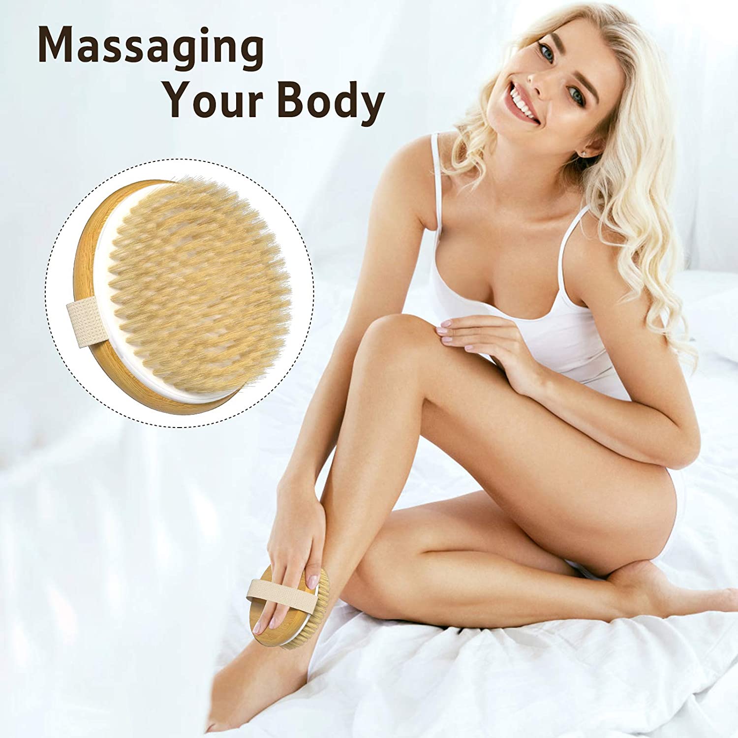 1 Pack Dry Body Brush, Shower Brush Wet and Dry Brushing, Dry Brush for Cellulite and Lymphatic, Body Scrubber with Soft