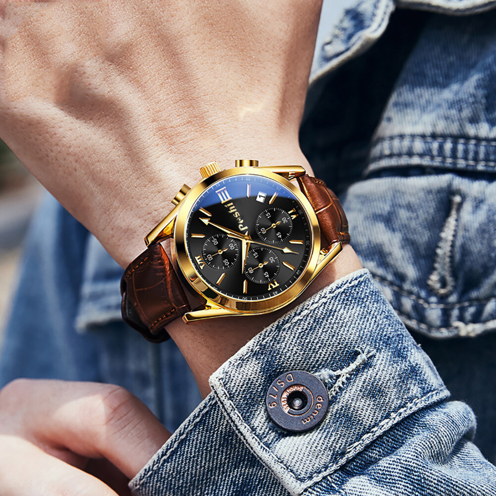 【Miga Plaza】Watch for Men Sale Now Waterproof 100%  Branded Fashion Leather Strap Casual Mens Watch Quartz -PS926L. 