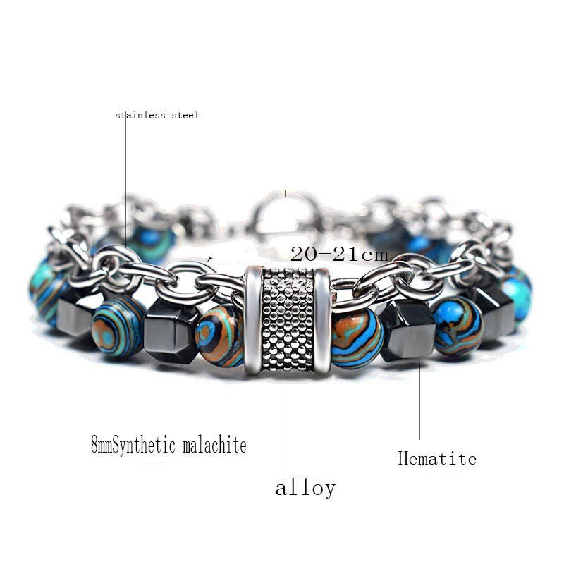 Malachite Beads Bracelets Chain Punk Yoga Chakra Beaded Bracelets for Men Women Fashion Jewelry. 