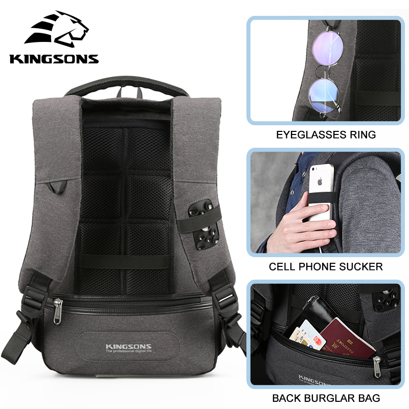 Style Laptop Backpack. KINGSONS. 13".3  Without TSA Lock. 