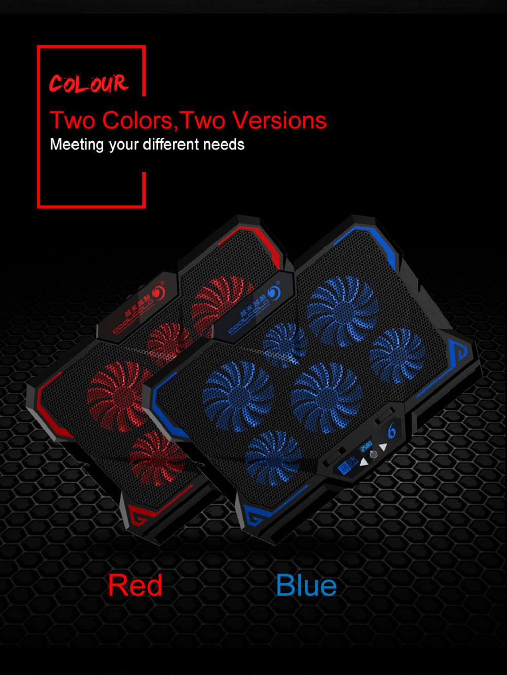 HXSJ 17 inch Gaming La-ptop Cooler Six Fan Led Screen Two USB Port 2600 RPM La-ptop Cooling Pad Stand. 