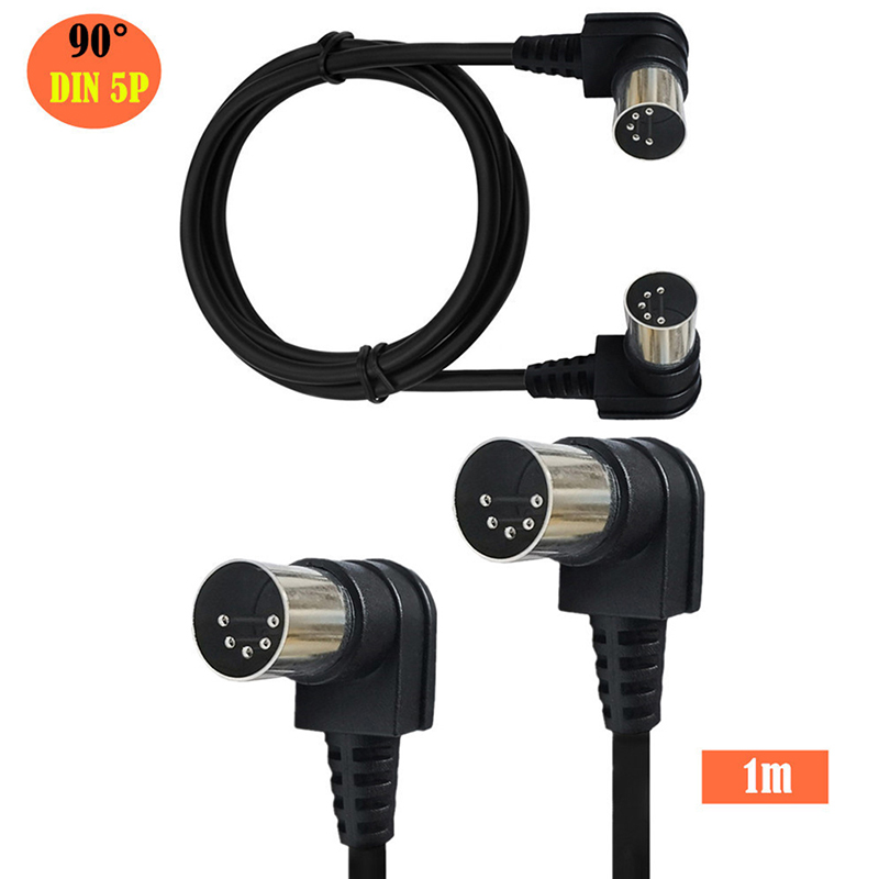 Double 90 Degree Right Angle MIDI 5 PIN Male To MIDI 5Pin DIN Plug