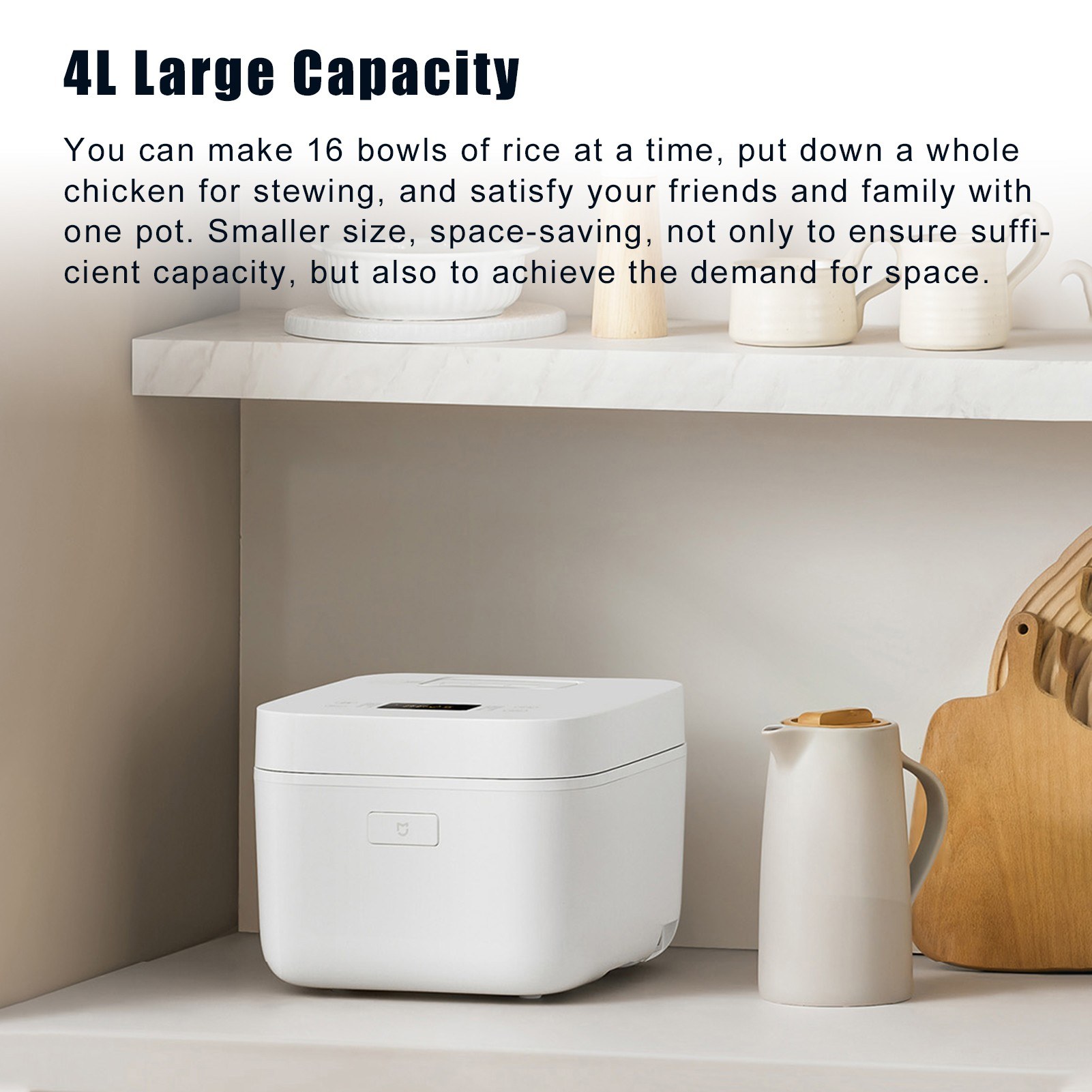 Xiaomi Mijia Rice Cooker 4L Large Capacity 860W Multifunctional Electric Rice Cooker - white. 