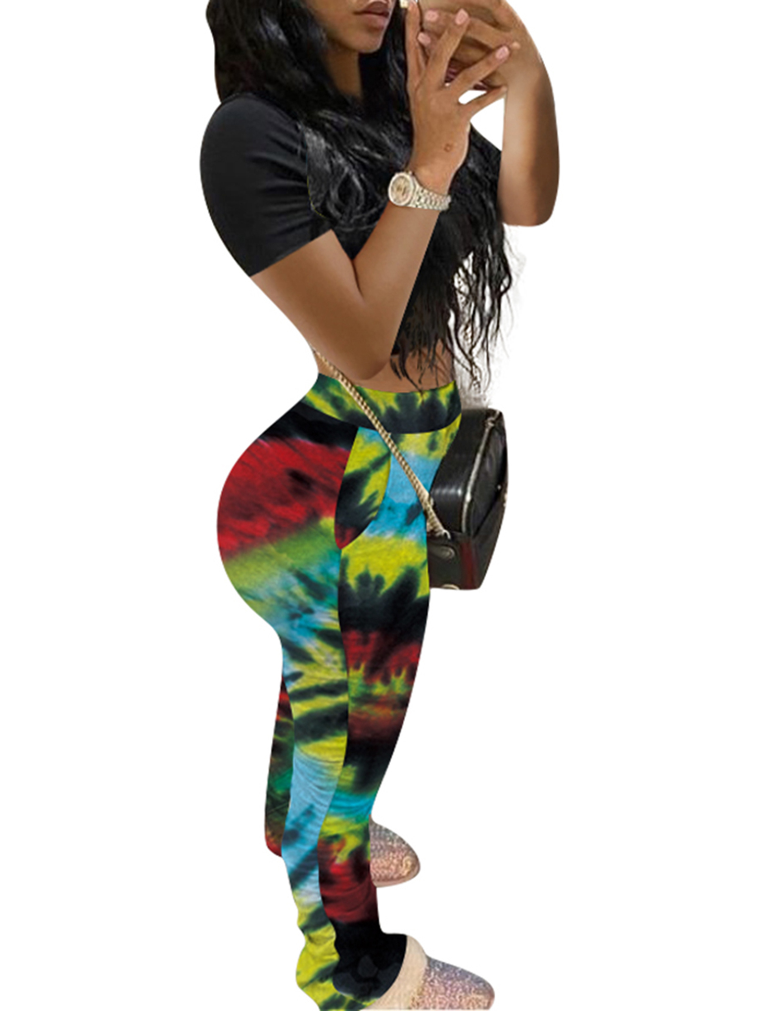 Women's Tie-Dyed Printed Trousers Pleat 