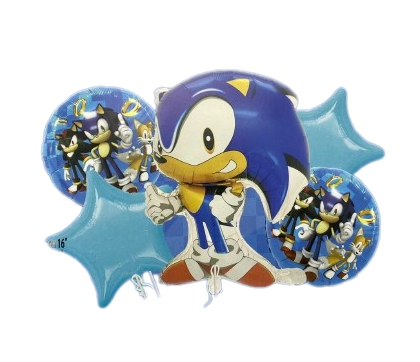 5 Pcs Sonic Game Foil Balloon Pack - Themed Birthday Party Balloons for Kids - Party Decorations Sonic The Hedgehog Design. 