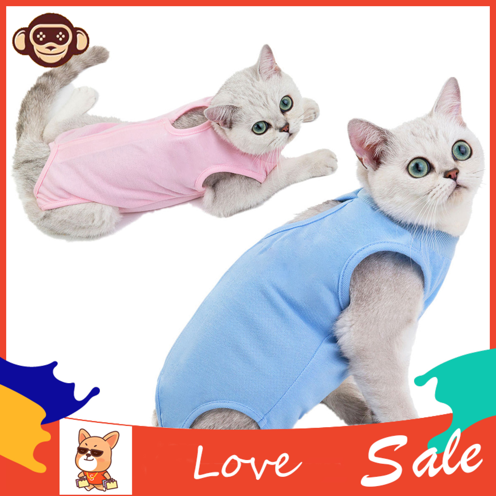 Kitten Sterilization Vest Cat Clothes Anti-licking Weaning Romper Pet Supplies. 
