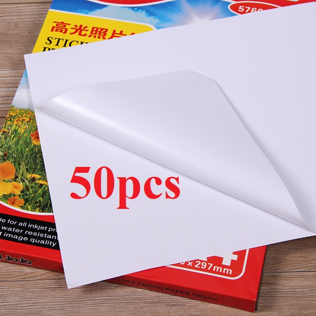 20/50pcs A4 Sticker Paper Printing Label Printing INKJET (GLOSSY STICK PHOTO PAPER) Waterproof. 