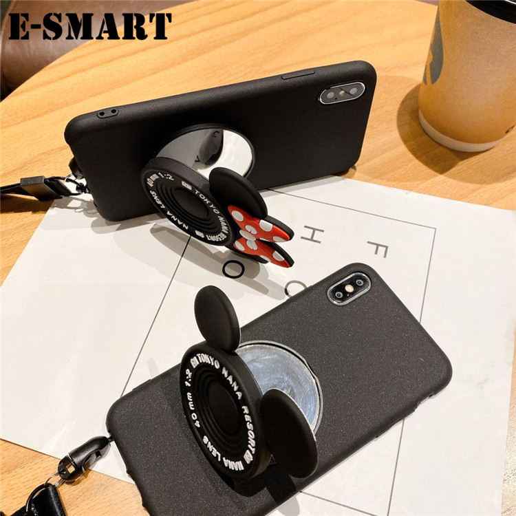 Phone Case Nokia 5.4 Back Cover Cute Cartoon Camera Stand Holder Silicone Soft Cases for Nokia 5.4 Makeup Mirror Phone Cover Case. 