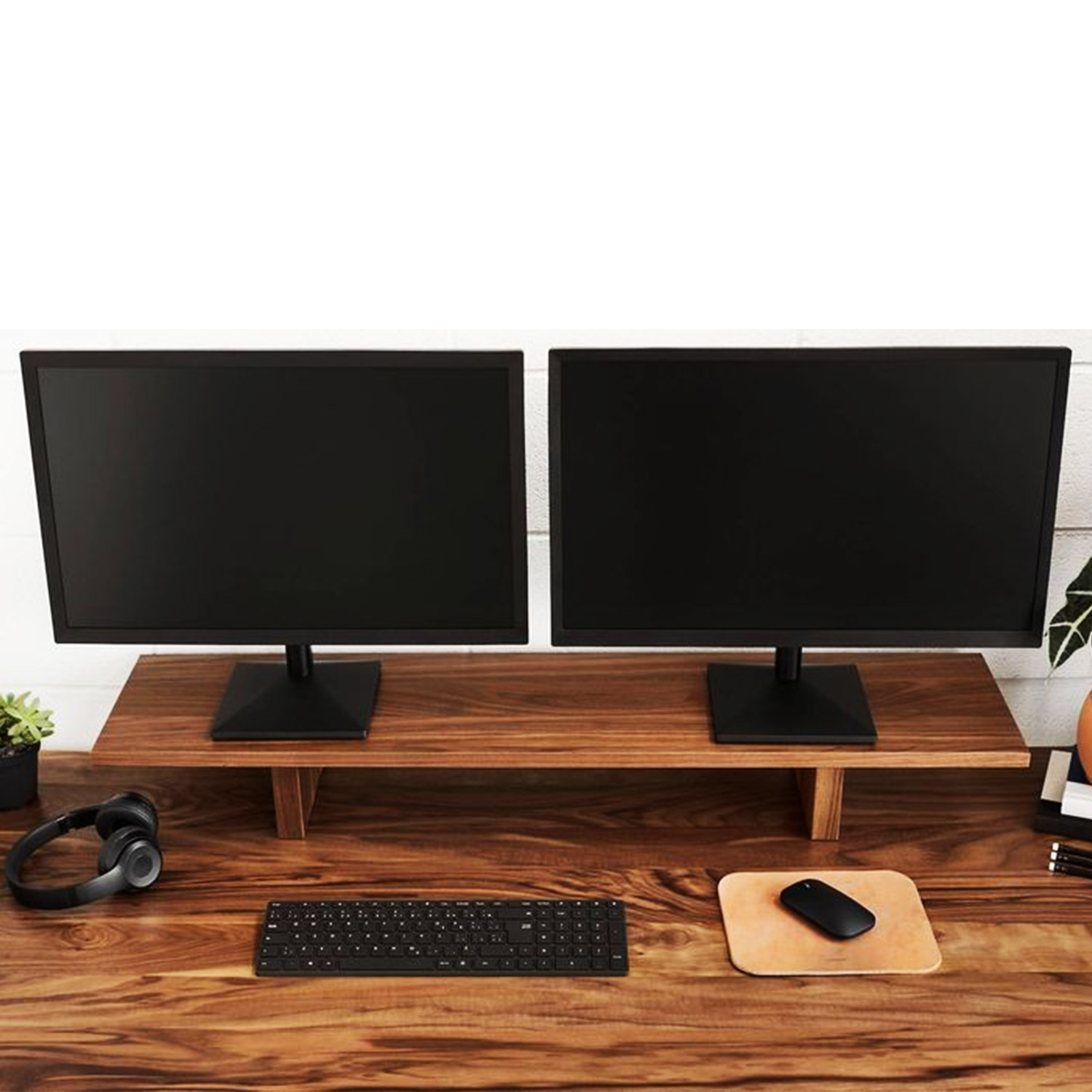 Mr Wood Dual Monitor Stand / Desk Storage Organizer /Holding Weight Up to 50kg/ Laptop Stand / Printer Stand / TV Stand. 