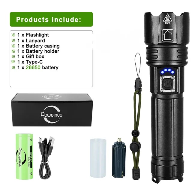 New Super Flashlights Torches Ultra Powerful Flashlight USB Recharge ...