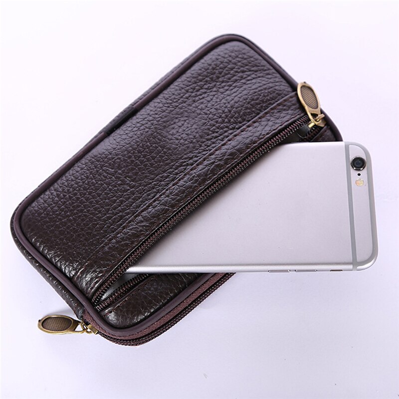 Leather Waist Fanny Pack Men's Belt Bag Travel Cash Card Holder Wallet Phone Pouch Hip Bum Bag Casual Leather Purse. 