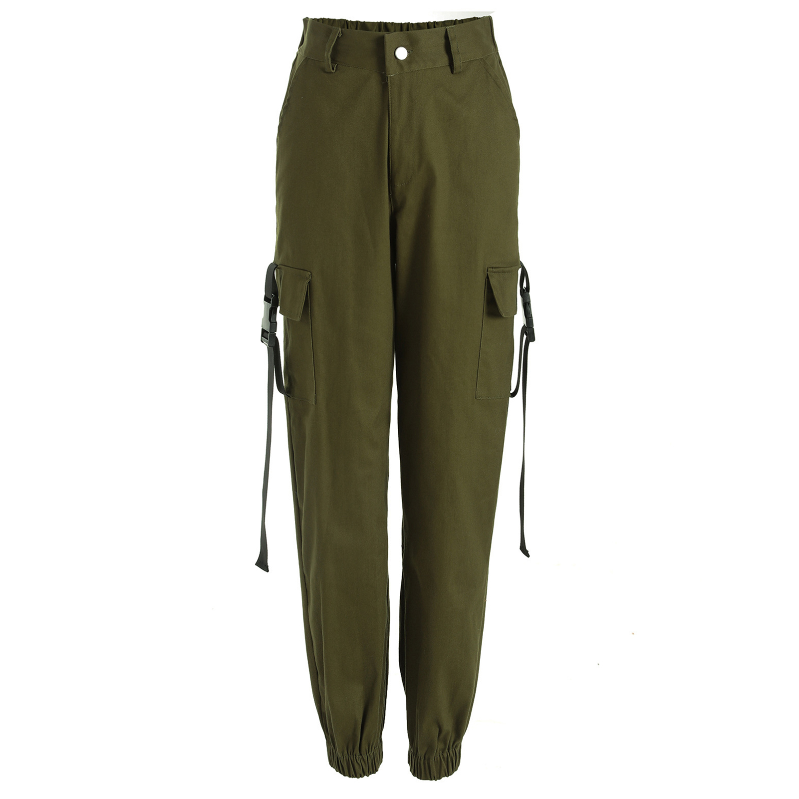 Lady Cargo Pants Half Elastic Waist 