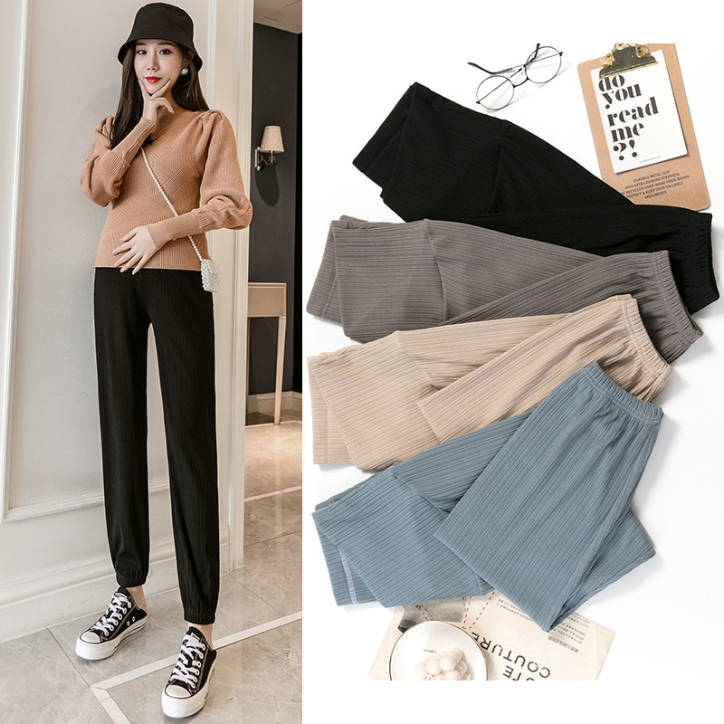 Pregnant Women's Fashion Casual Pants Across High Elastic Waist Belly Maternity Harem Pants For Pregnancy Spring Summer Trousers. 