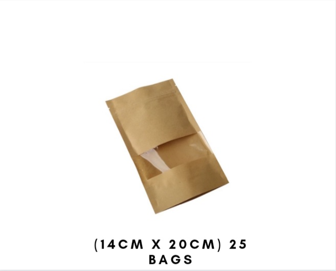 Kraft Paper Ziplock Bag with Window 200g (25 Bags) Daraz.lk