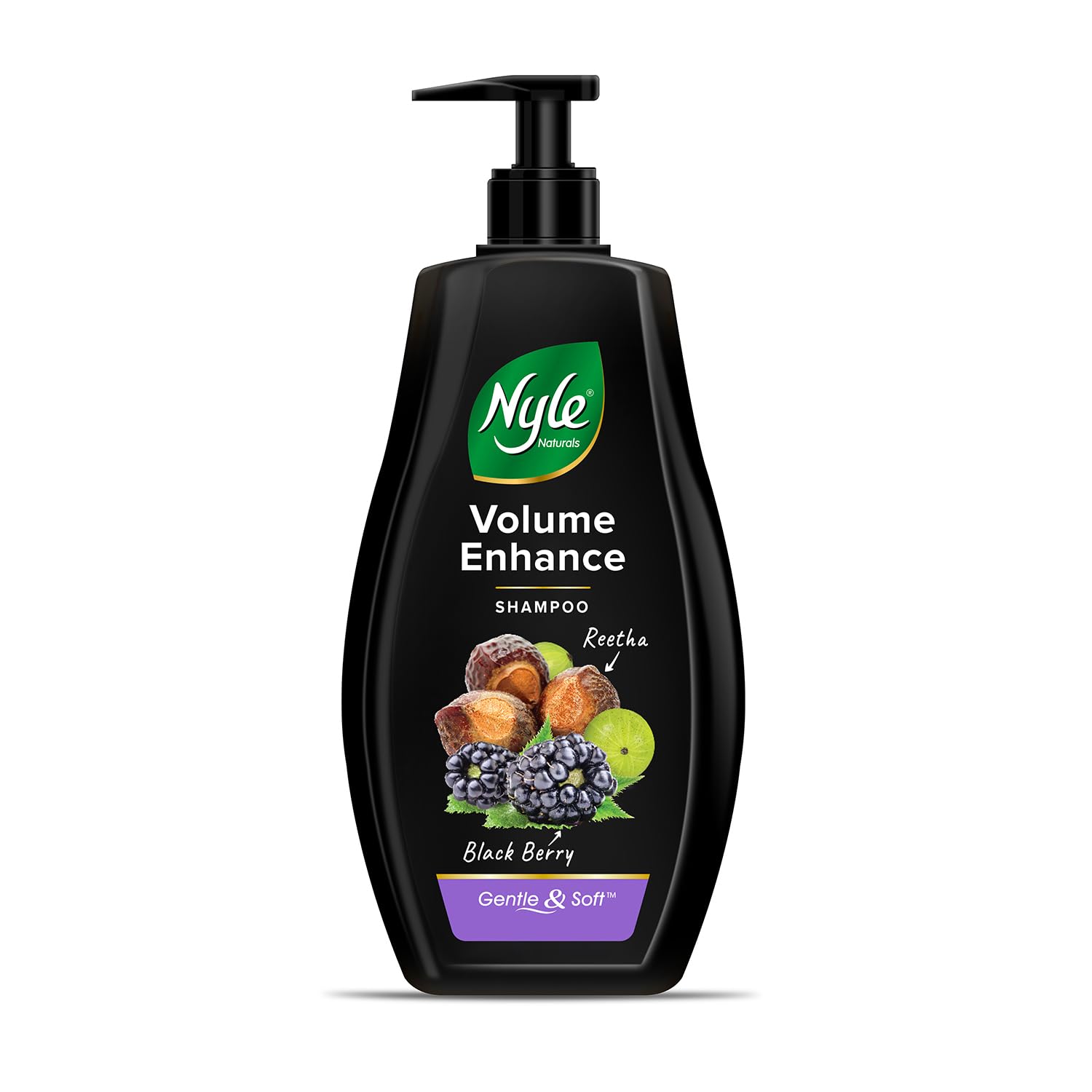 Nyle Naturals Volume Enhance Shampoo, With Blackberry, Reetha and Amla, Gentle & Soft Shampoo, PH Balance and Paraben Free, For Men and Women, 800ml SAM