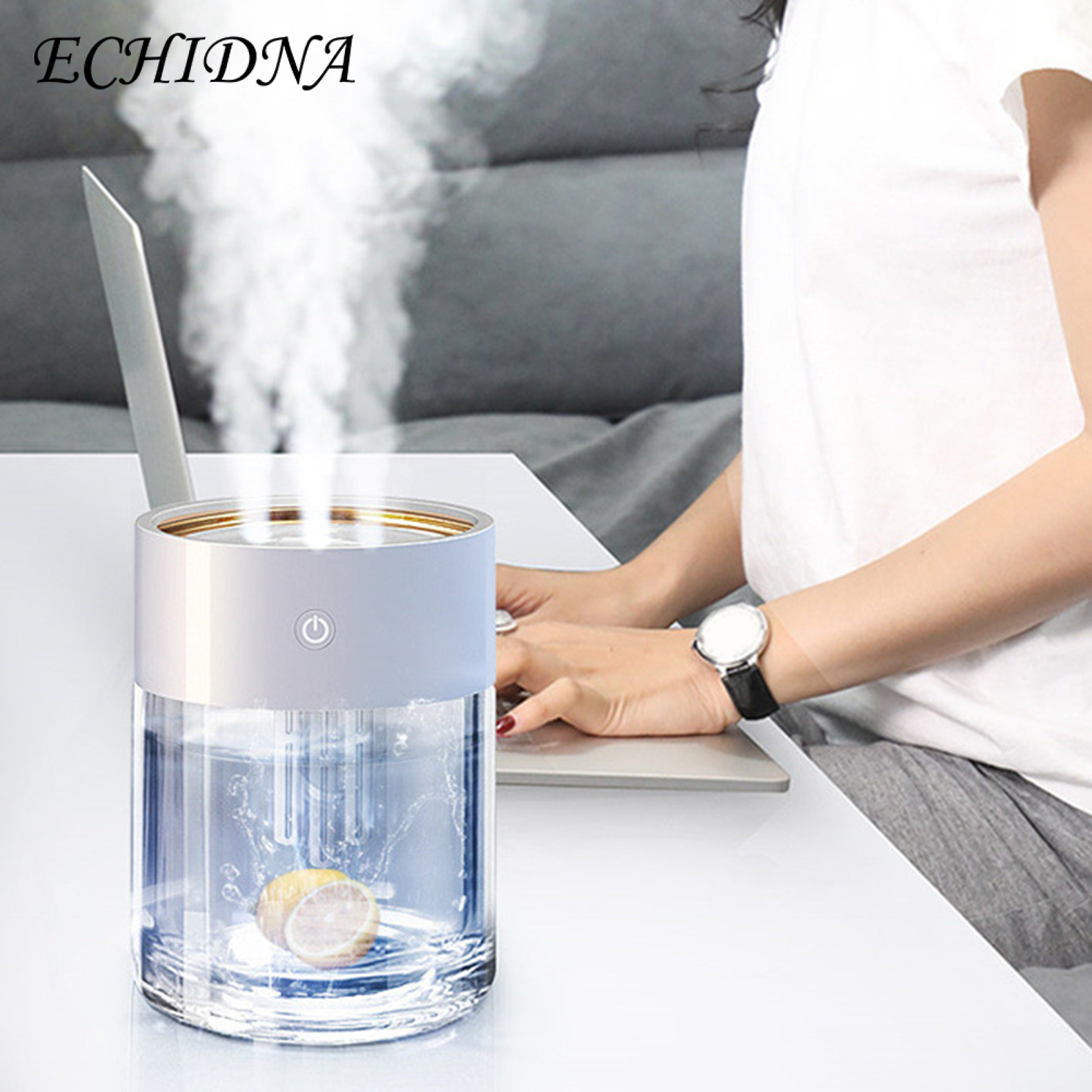 2L Cool Mist Humidifier Powerful Large Capacity White Three Holes Design Portable Humidifier for Living Room. 