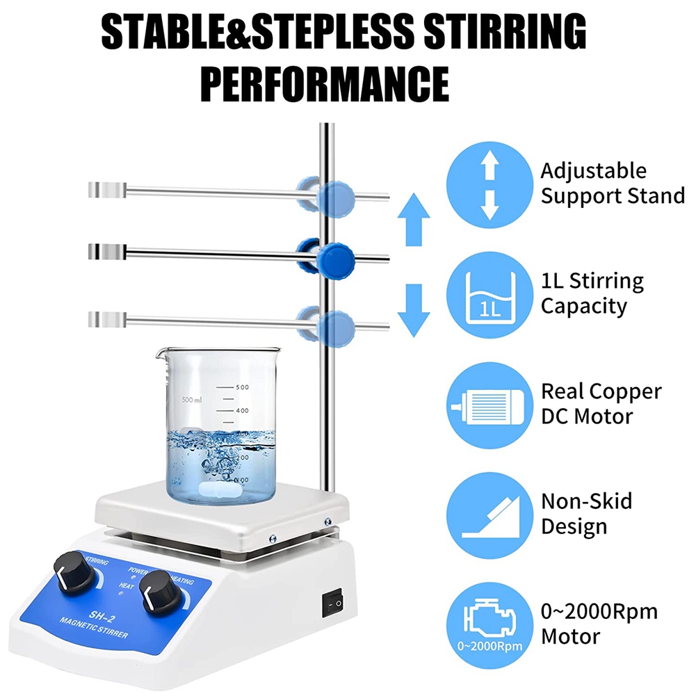 Lab Magnetic Stirrer Plate Hot Stir Mixer 1000Ml Capacity US Plug. 