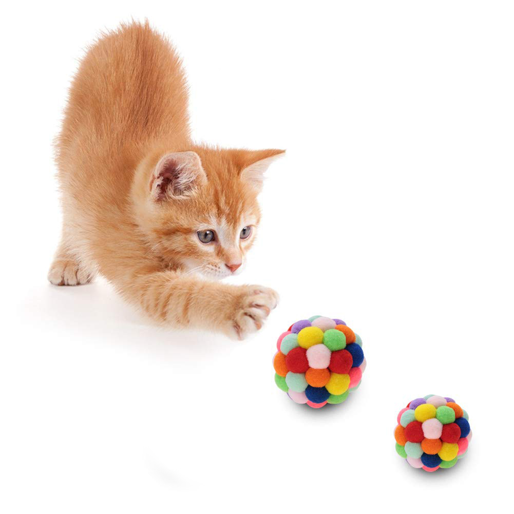 Cat Toy Balls with Bells Wool Multicolor Balls Soft and Light Interactive Toys Interactive Cat Toy for Kitty Cat Kitten Pets