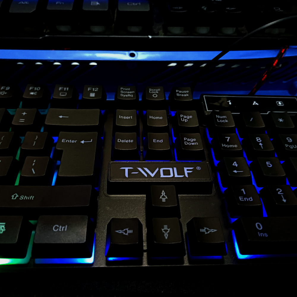 Gaming Keyboard & Mouse Combo T-Wolf TF200 Key-Board RGB LED USB Wired Keyboard and Mouse Set USB colorful LED Light mechanical Gaming Keyboard Mouse Combos for PC. 