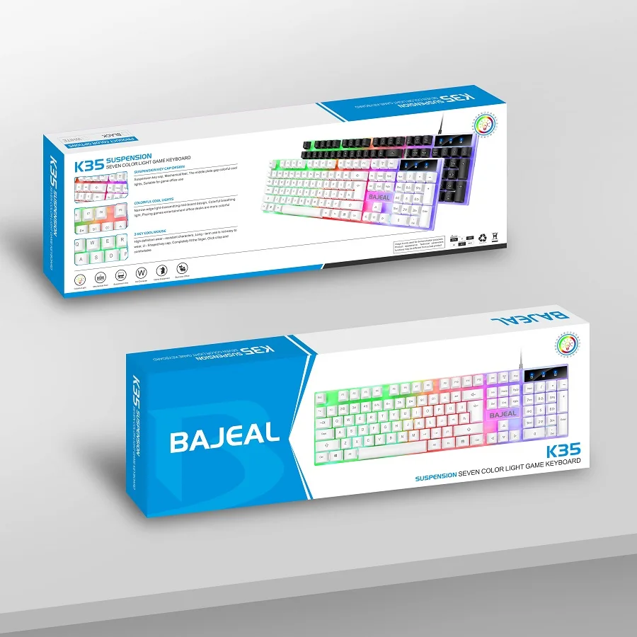 BAJEAL K35 Backlit Mechanical Feel Gaming Keyboard 104 Keys USB Wired Gaming Keyboard. 