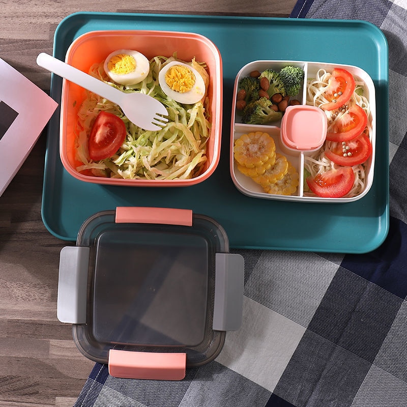 1100Ml 1500Ml Portable Lunch Box Container 2 Layer Grid Salad Bowl Bento Boxes Salad Bowls Lunch Box Lunch Container For Food. 