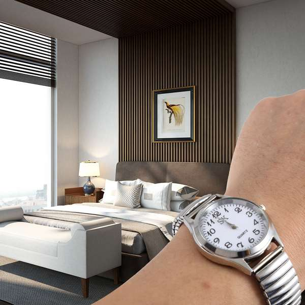 【ThinkWay】Big Numbers Stretchy Steel Men Lady Sports Wrist Watch 1.4. 