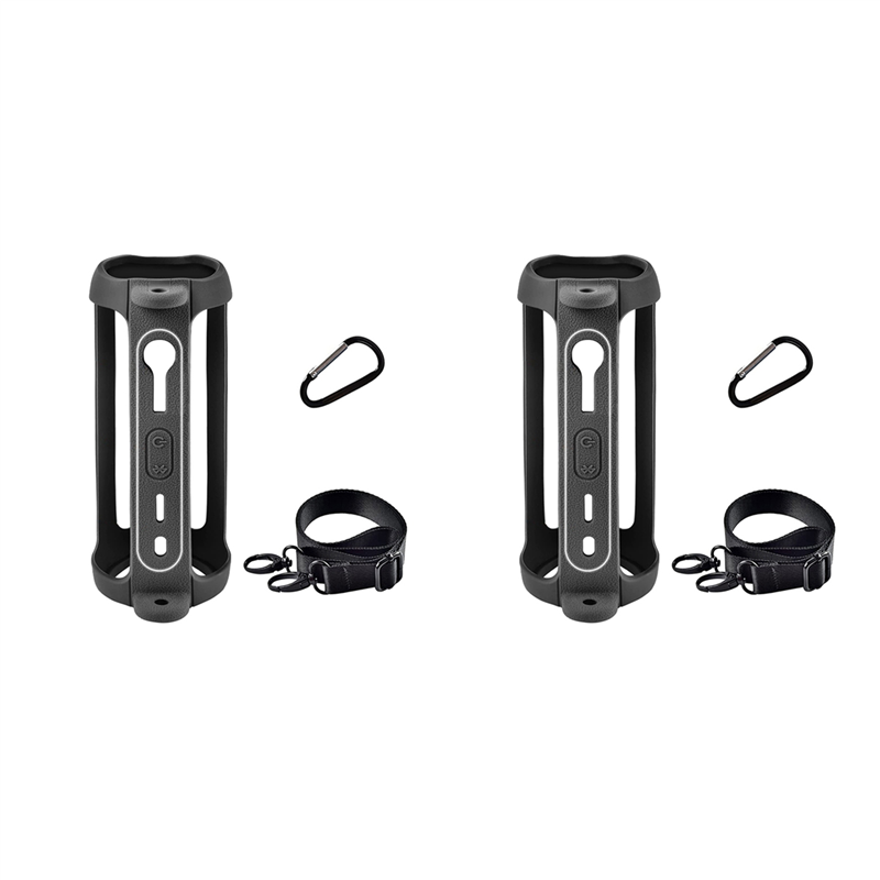 2X for JBL Flip 6 Case Cover Audio Storage Bag with Shoulder Strap Carabiner Travel Carrying Protective Storage Bag