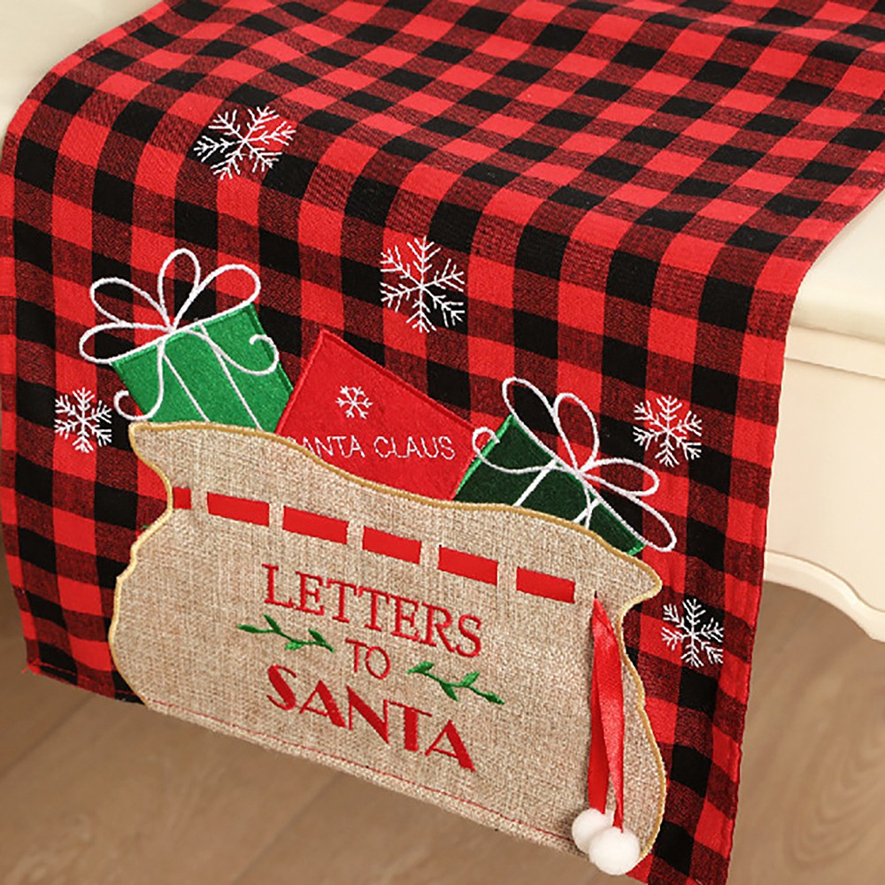 Check Christmas Table Runner for Farmhouse Holiday Parties Table