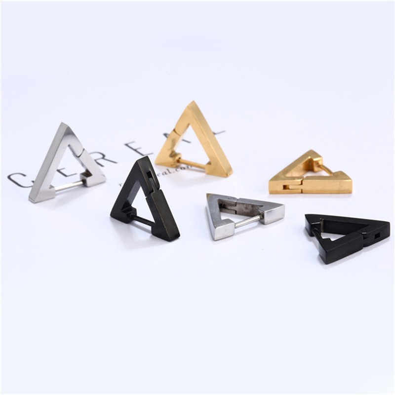 Triangle Earrings for Men Stud Earrings Titanium Steel Hoop Earrings Geometric Punk Hip Hop Personality Earrings Party Jewelry Gift. 