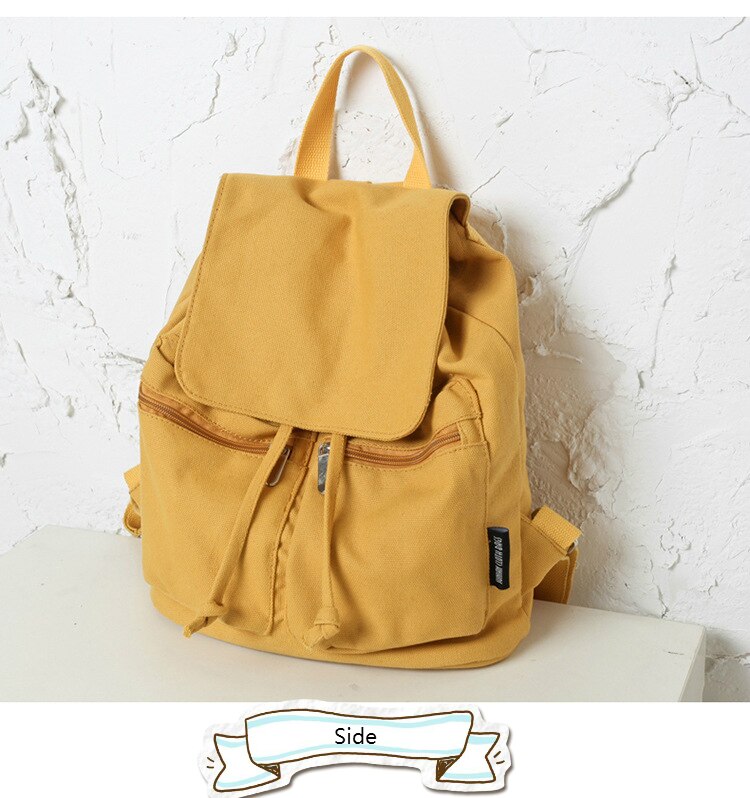 yellow canvas backpack