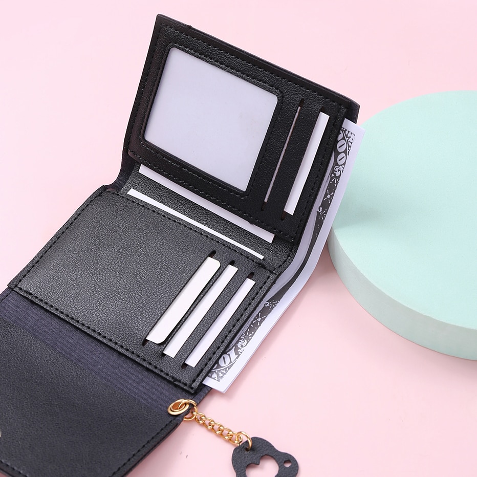 Women's Cute Cat Wallet Female Small Short PU Leather Purse Ladies Card Holder Money Bag Hasp Creative Fashion Wallet Girls Gift. 