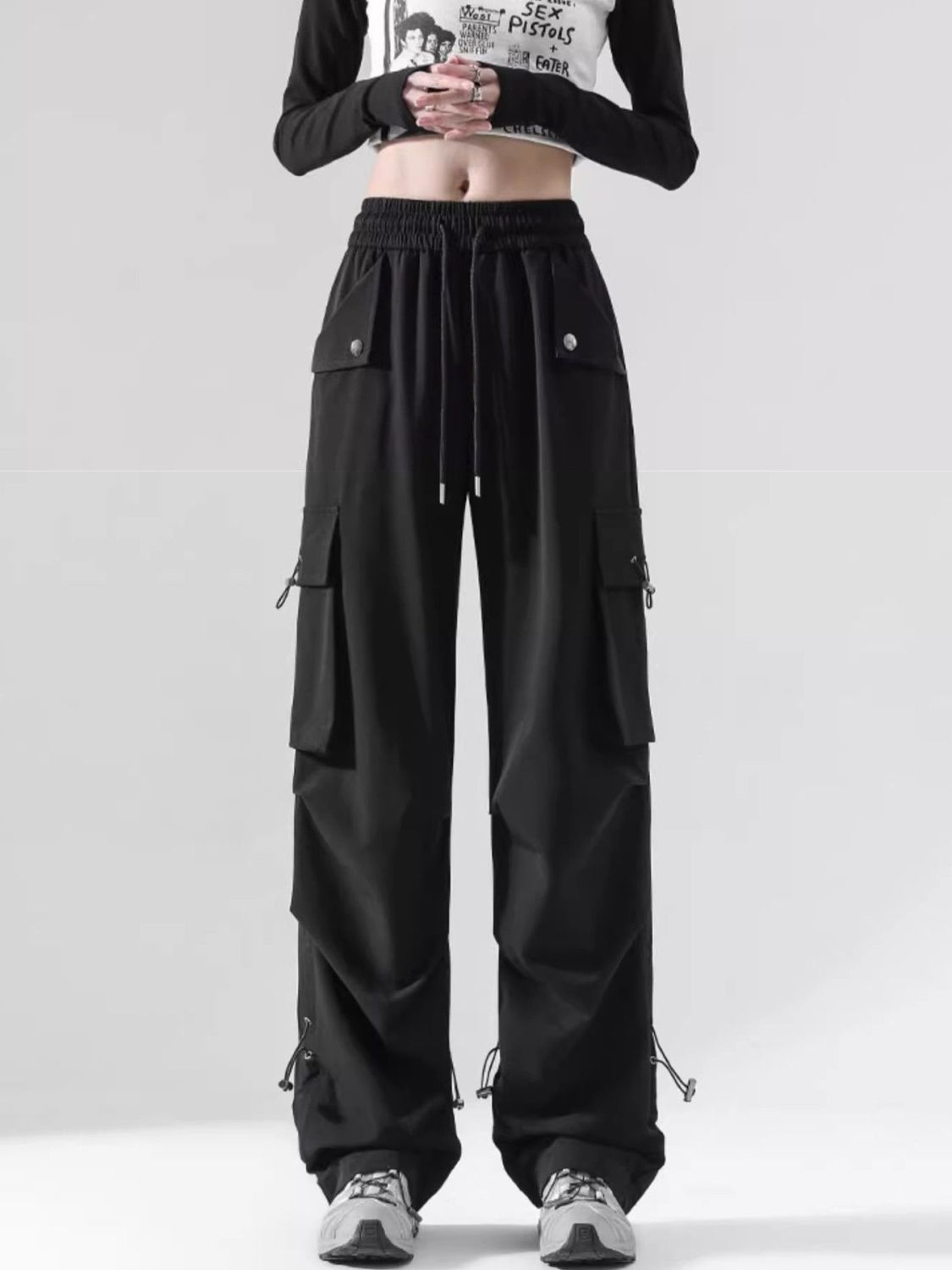 White American Overalls Spring and Autumn Trends Hip Hop Jazz Hip Hop Style Pants All-Matching Fashion Casual Sports Pants. 