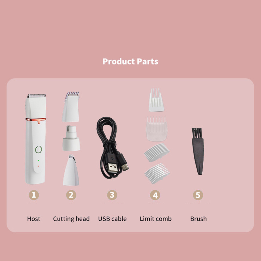 ARELENE Professional Silent Cat Dog Hair Trimmer Paws Nail Grinder Animal Foot Hair Cutter Remover USB Rechargeable Pet Grooming. 