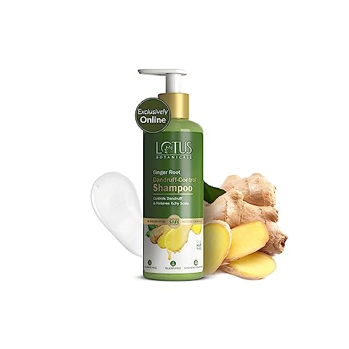 Lotus Botanicals Dandruff-Control Shampoo | Ginger Root, Tea Tree Oil | Anti Dandruff | Silicon, Sulphate & Chemical Free | For All Hair Types | 300ml (FROM IND)jez