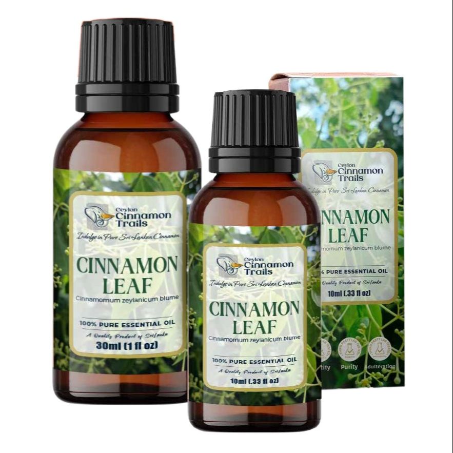 100% Pure Ceylon Cinnamon Leaf Essential Oil for Aromatherapy and Home Fragrance - 10ml / 30ml Euro dropper