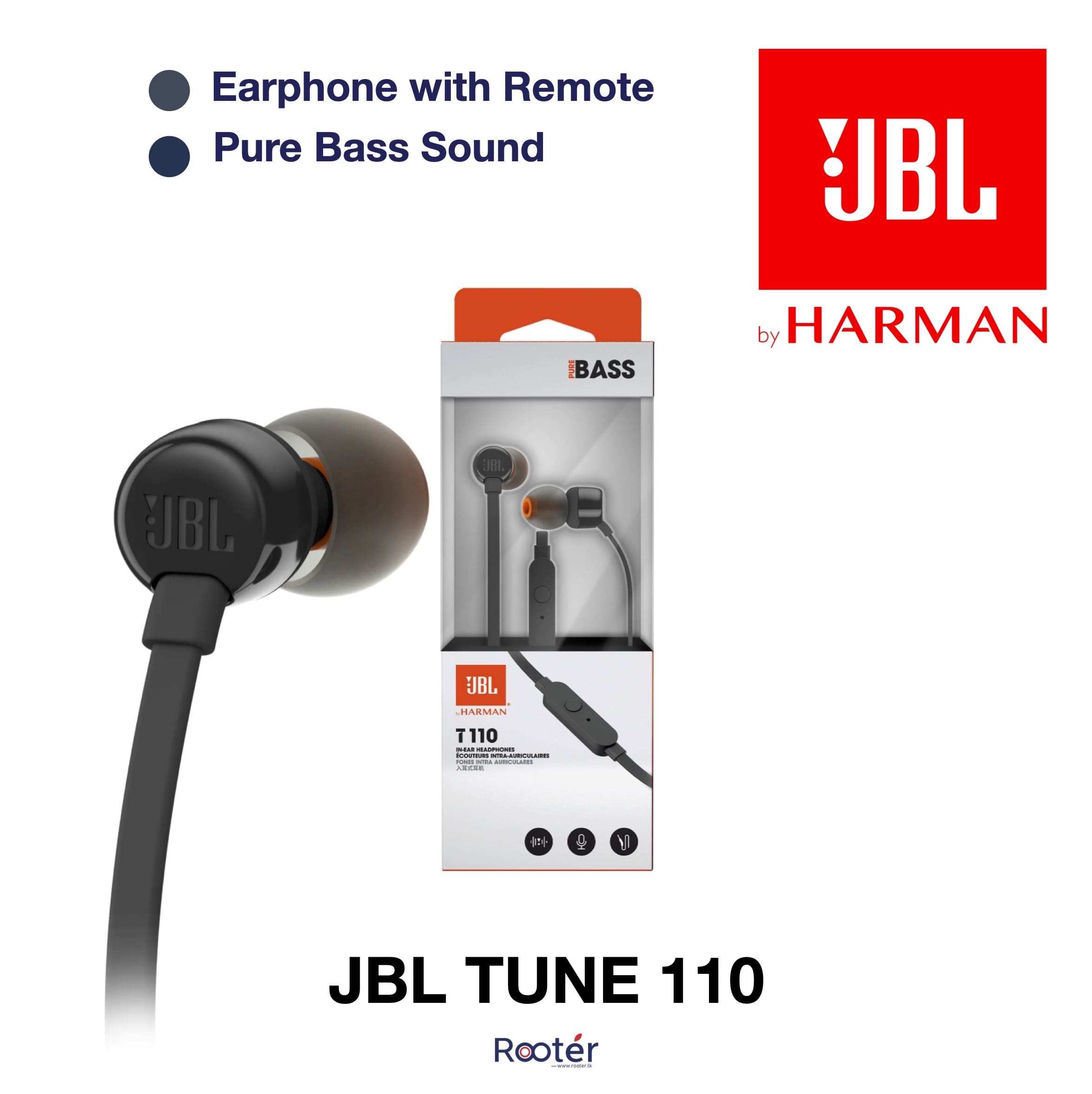 JBL T110 Pure Bass In-Ear Headphones - Tune 110