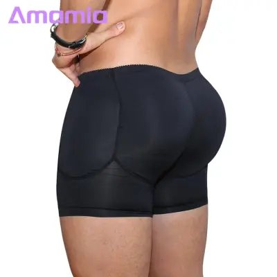 But Lift Shape Underwear Men's Breathable Butt Lifter Boxers High Elastic  Thick Padding Solid Color Underwear for A Lifted Shapely Rear Anti-septic  Comfortable Butt Lifting Underwear