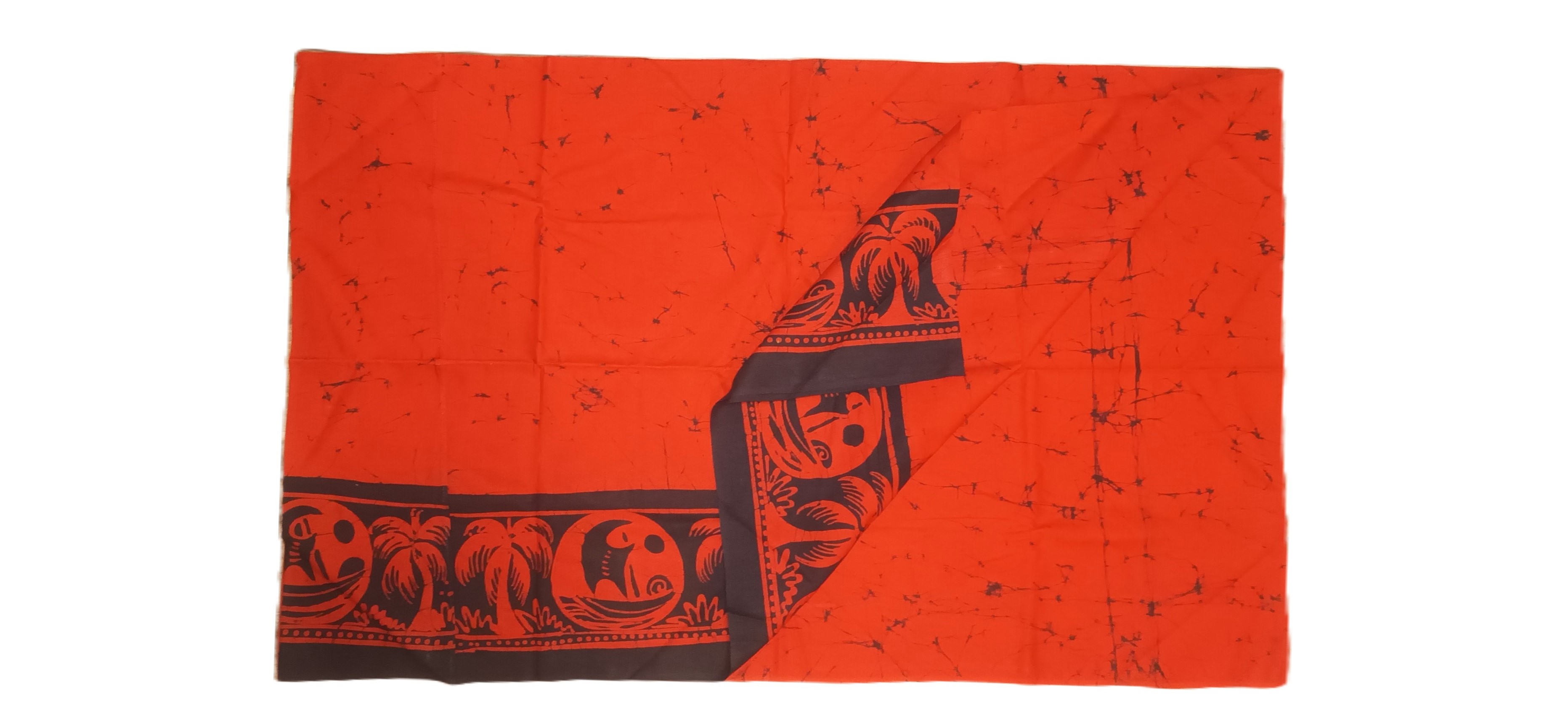 Batik Sarong Lungi for Men - Brown Colour Cotton Sarong Bathik Sarong   Pre-Stitched Handmade EthnicWear. 