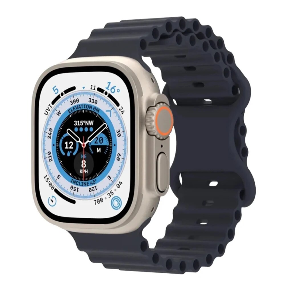 【ZIME】Silicone Ocean Strap for Apple Watch Ultra Band 49mm Bracelets for IWatch Series. 