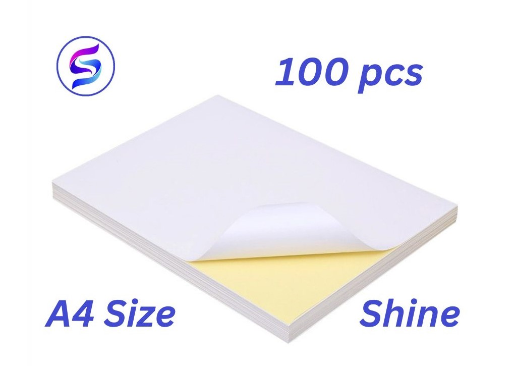 100pcs A4 21.0x29.7cm Shine Printable Self Adhesive Plain White Sticker Paper. 