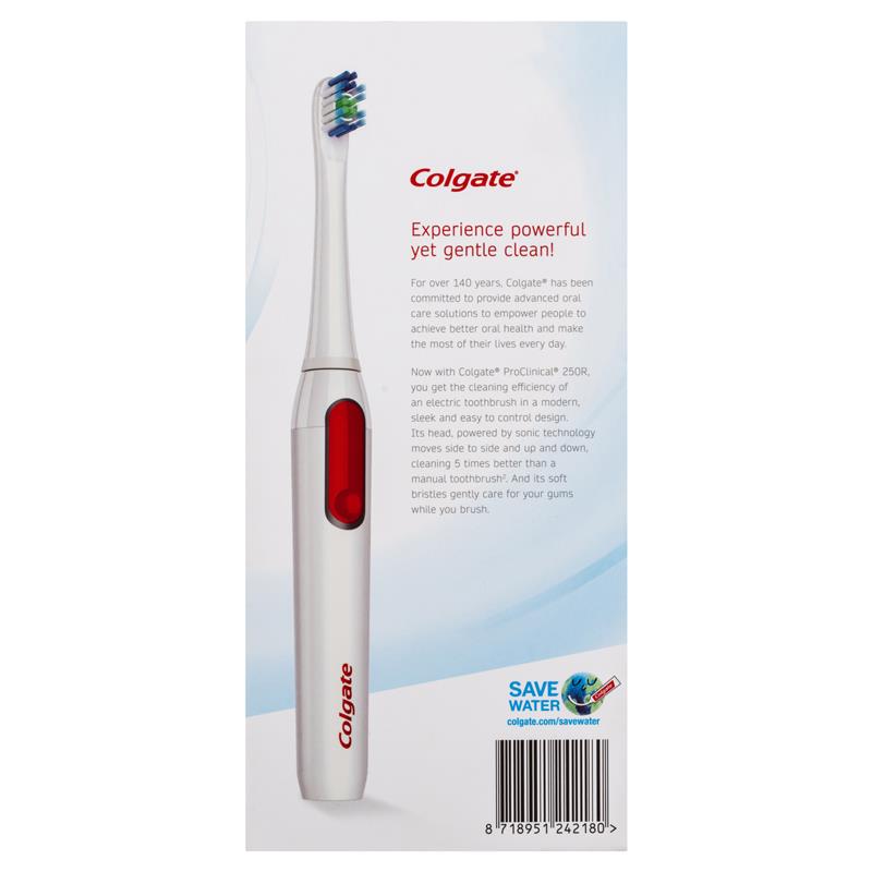 Colgate ProClinical 250R Deep Clean Rechargeable Electric Toothbrush with 2 Brush Heads. 