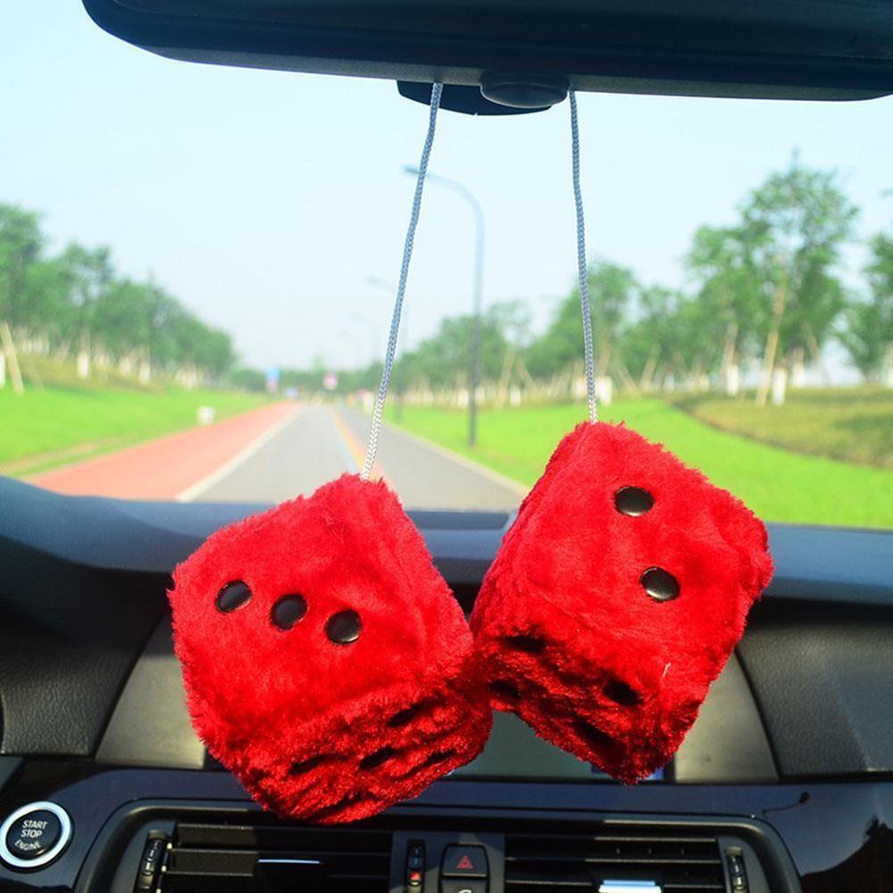 Spotty Car Dice Ornament Stylish Soft Decorative Rearview Mirror Dice Fluffy Furry Fluffy Dice for Car Accessory Vehicle Decoration Mirror Charm Gift Item Home Decor. 