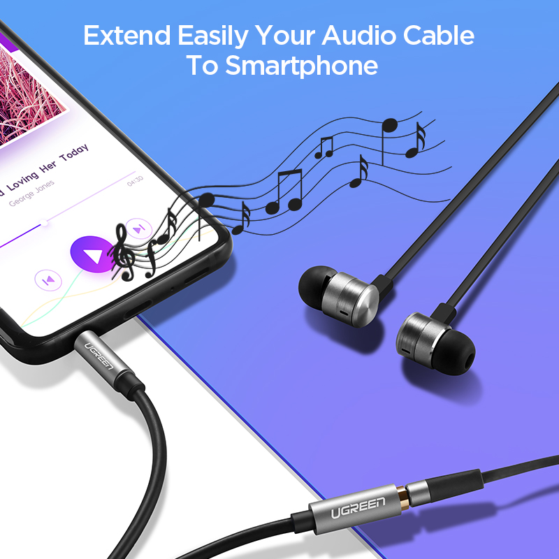 Ugreen 3.5mm Extension Audio Cable Male to Female Aux Cable Headphone Cable 3.5 mm extension cable for iPhone 6s MP3 MP4 Player iPad Smartphones. 