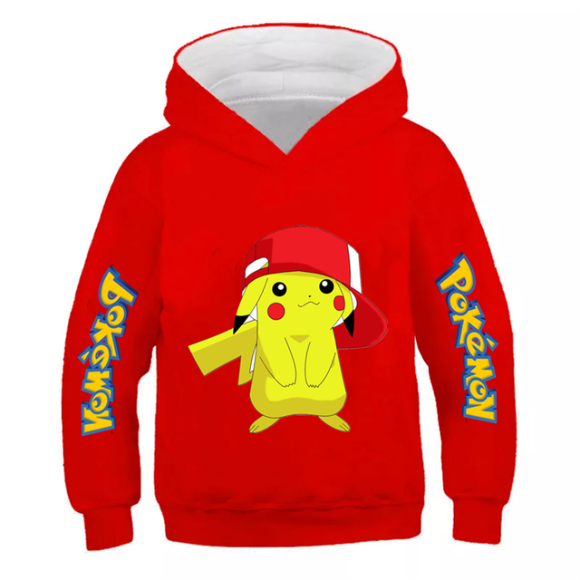 Pokemon Baby Boy Cool Pikachu Hoodie 4-14 Years Old Cartoon