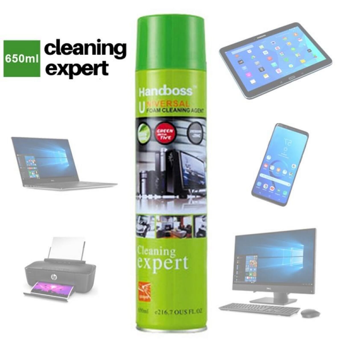 Handboss Universal Foam Cleaner With Brush Leather Fabric Cleaner Car Interior Dashboard Home Sofa Computer Laptop TV Water-free Cleaning Agent 650ml