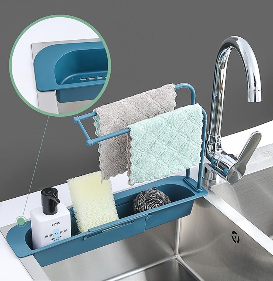 Kitchen Sink Shelf / Kitchen Basket shelf Holder / Kitchen Telescopic Sink Rack Holder / Bathroom Sink Holder with Drainer